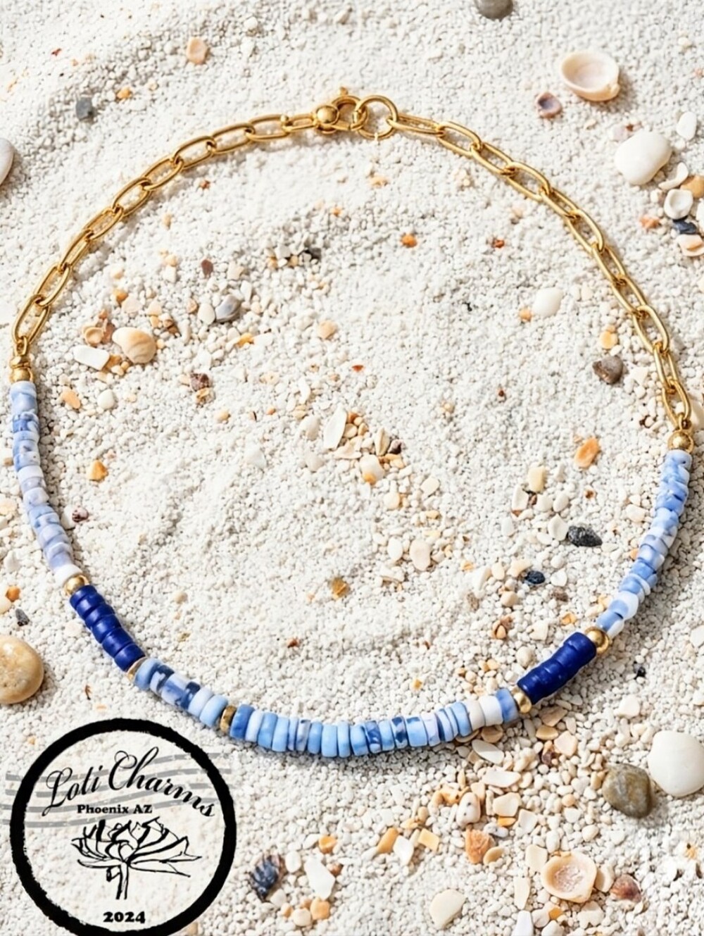 Nature's Blue Opal & Kyanite W/ Keshi Pearls In Statement Gold Plated Necklace